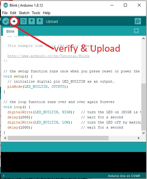 upload code to arduino 1.8.5