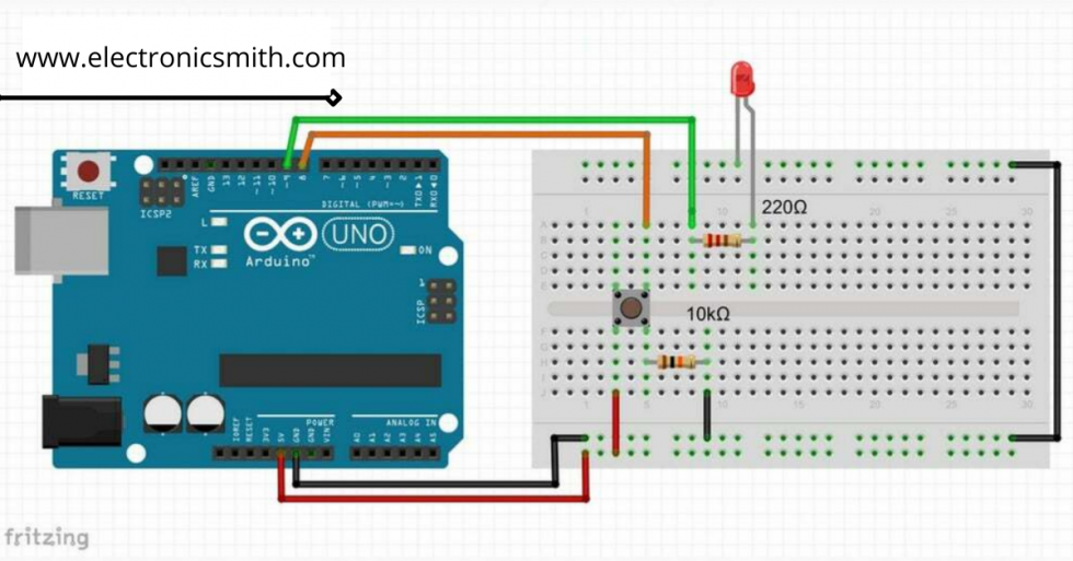 How to connect a push button to Arduino and control (on/off) an LED ...