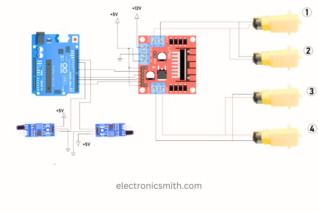 line following robot connection with arduino 