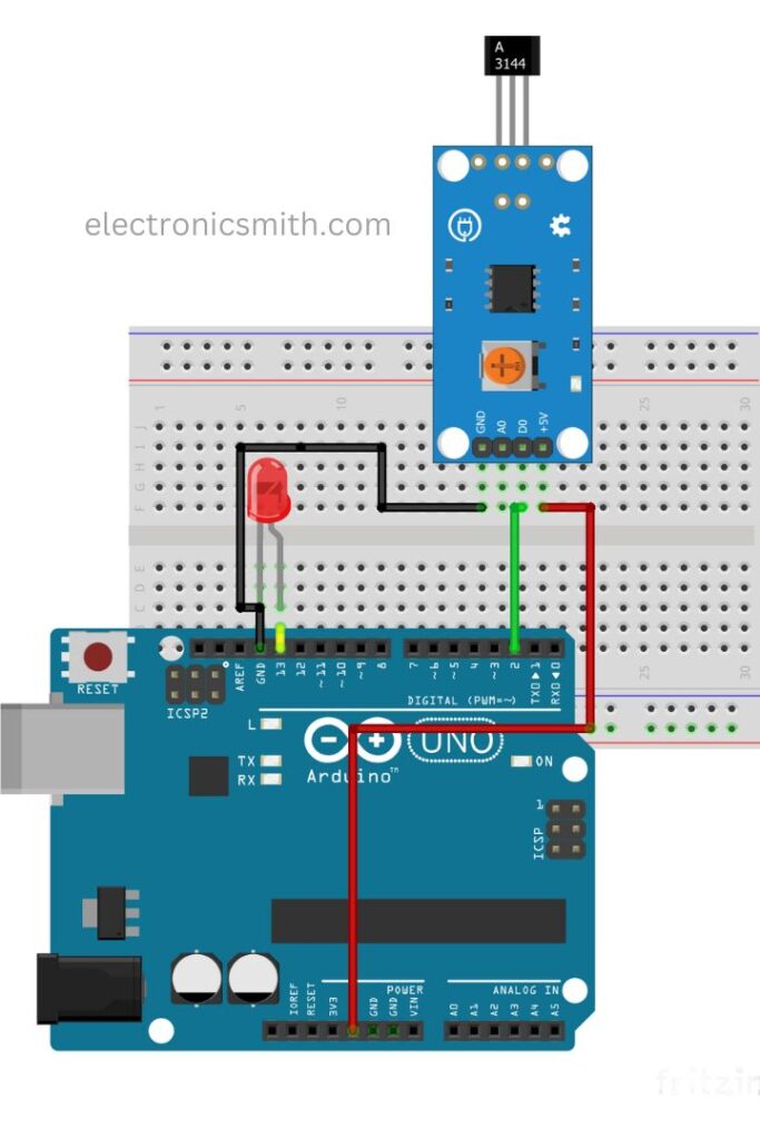 Hall Effect Sensor connection with arduino